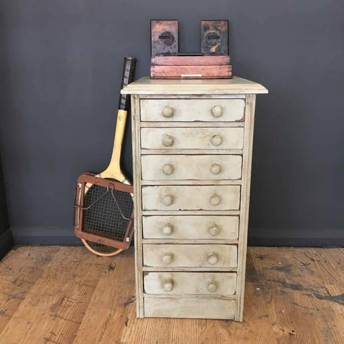 Tall Chest Of Drawers painted in Annie Sloan Old White and Chateau Grey SOLD