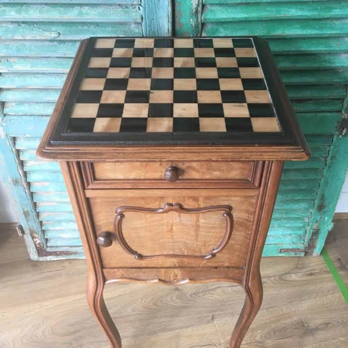 French Bedside with Games Board Chequered Top SOLD
