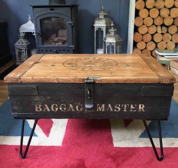 IMG_7218 BAGGAGE MASTER SHIP INDUSTRIAL Chest COFFEE TABLE Storage Trunk Free UK Delivery